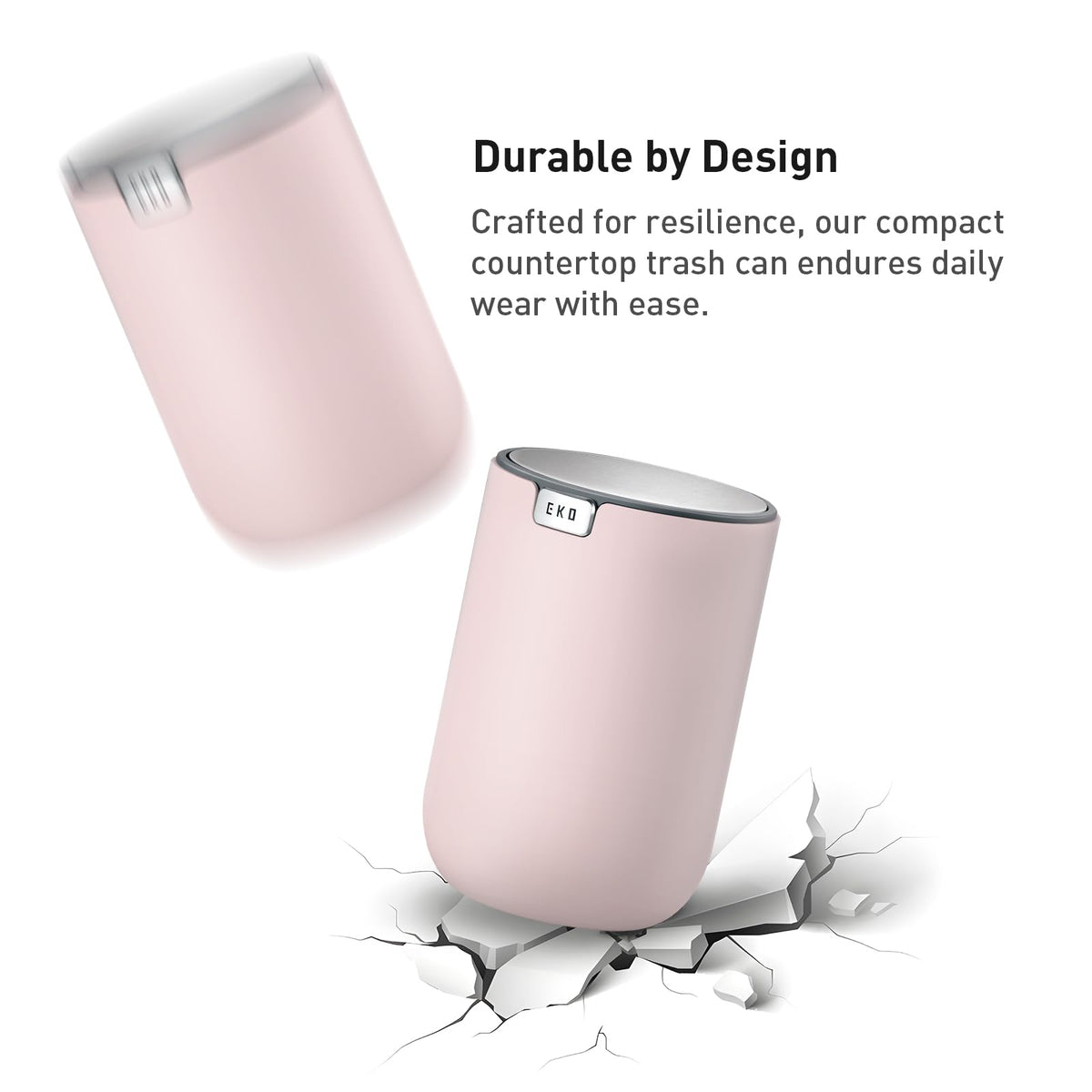 EKO Fandy Mini basura de mesa de 0.4 gal/1.5 l con tapa giratoria, papelera de computadora para encimera de baño, cambiador, café u oficina, pequeño cubeta de basura (rosa)