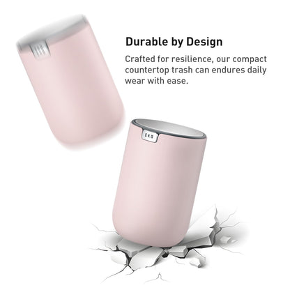 EKO Fandy Mini basura de mesa de 0.4 gal/1.5 l con tapa giratoria, papelera de computadora para encimera de baño, cambiador, café u oficina, pequeño cubeta de basura (rosa)