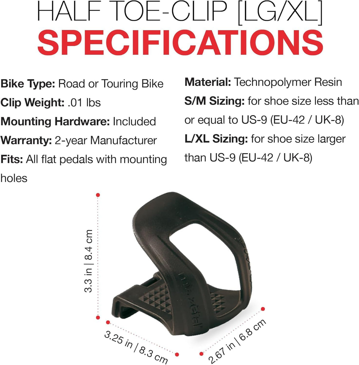 Zefal "Cristophe Montaña Bicicleta Mitad Toe Clip