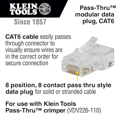 Klein Tools 80072 RJ45 Kit de probador de cables con LAN Scout Jr. 2, crimpadora coaxial, pelacables, herramienta de corte y enchufe de datos modular de paso