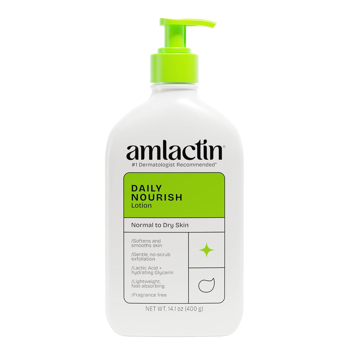 AmLactin Loción Corporal Hidratante con Ácido Láctico al 12% - 400 g (Paquete de 1)