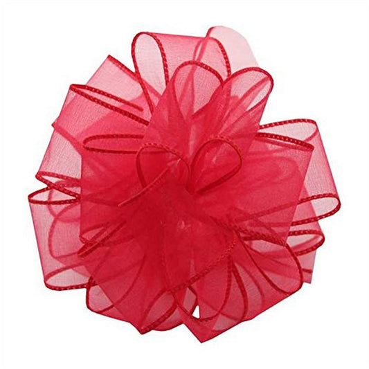 Berwick Offray DWI Sheer primavera Wired Edge RIBBON-1 - 1/5.1 cm de ancho x 50 yards-madame rojo