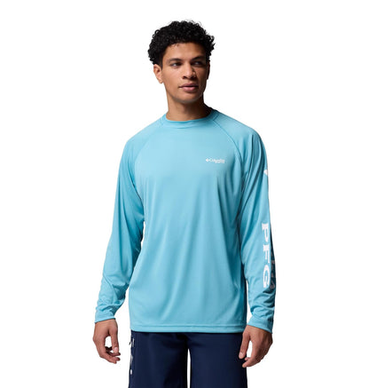 PFG Terminal Tackle Heather Camisa de Manga Larga para Hombre - M - Logotipo clásico azul - blanco