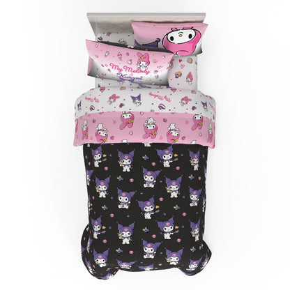 Franco Juego de Edredón y Sábanas Snoopy Microfibra - 5 Piece Twin Size - Kuromi & My Melody