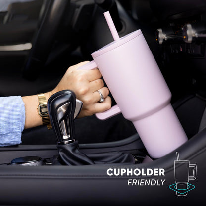 Simple Modern Vaso Térmico con Asa y Popote | Botella de Agua Acero Inoxidable Aislado | Vaso de viaje para café helado | Trek Colección | 890ml | Nantucket Tides