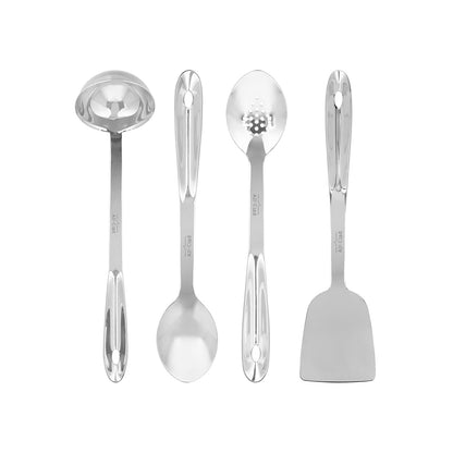 All-Clad Juego de utensilios de cocina de acero inoxidable de 5 piezas, incluye cucharón, cuchara sólida, cuchara ranurada, volteador y organizador de almacenamiento, calibre pesado, ergonómico, apto