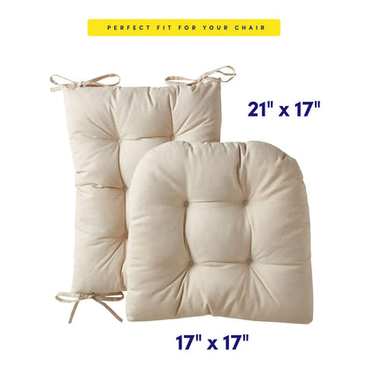 Sweet Home Collection - Juego de Cojines para Silla Mecedora de Alta Calidad, Antideslizantes, Parte Superior e Inferior con Corbatas, 1 Unidad (Paquete de 1), Lino