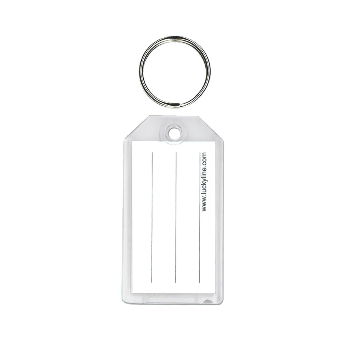 Lucky Line Etiqueta de llave extra fuerte con anillo dividido, transparente, 100 por caja de exhibición (20400)