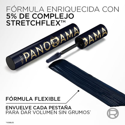 L'Oreal Paris, Panorama Chromatic Blue Suede Máscara De Pestañas Voluminizadora, Ojos Que Lucen 1.4X Más Grandes Y Pestañas Con Mayor Volumen, Tono Azul Marino