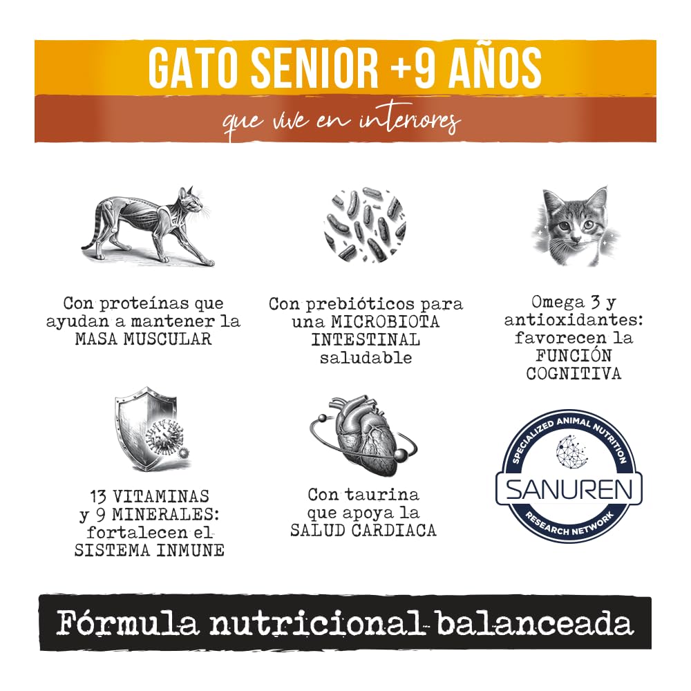 Prime Care Alimento para Gato Senior, 1.5 kg, Ideal para Gatos Mayores (+9 Años)