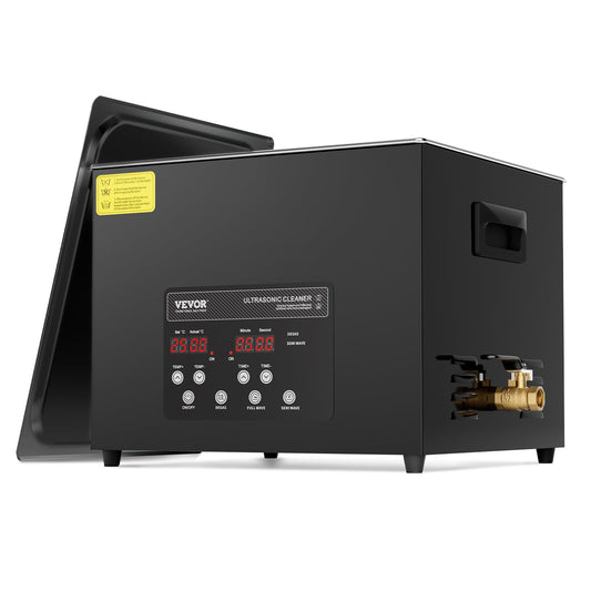 VEVOR Limpiador ultrasónico de 15 L, máquina de limpieza ultrasónica digital de 360 W con modo suave y desgasificación mejorada, limpiador ultrasónico industrial de 40 kHz con calentador y