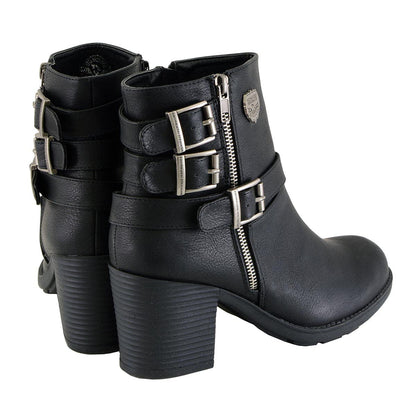 Milwaukee Performance - Motocicleta MBL9405 BLK para mujer, triple hebilla lateral con tacón de plataforma, negro, 8 de EE. UU