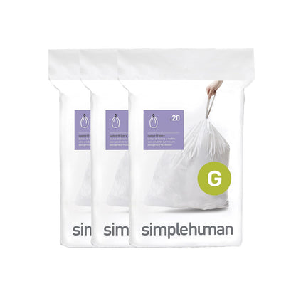 simplehuman Bolsas de Basura a la Medida Paquete de 60 - 60 bolsas - código G