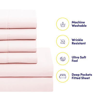 Sweet Home Collection - Juego de edredón de 7 Piezas, Color sólido, Manta Alternativa de plumón Suave para Todas Las Estaciones y sábanas de Microfibra de Lujo, Rosa pálido, tamaño matrimonial