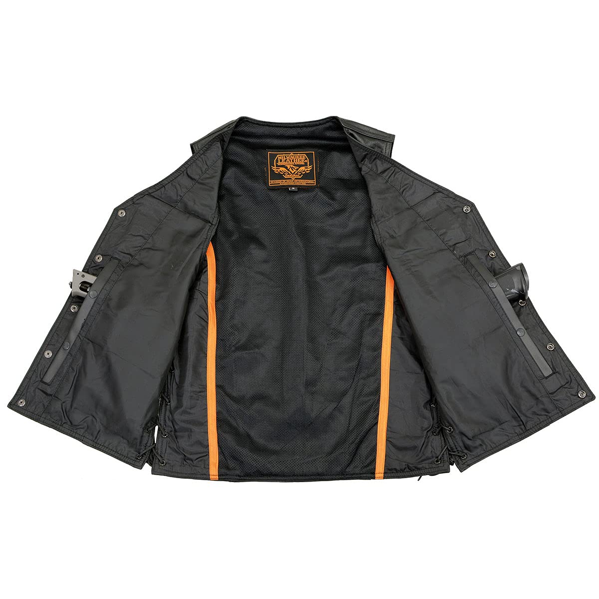 Milwaukee Leather Lkm1360 LKM1360 - Chaleco de piel negro para motociclista para hombre Hombre