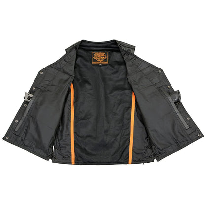 Milwaukee Leather Lkm1360 LKM1360 - Chaleco de piel negro para motociclista para hombre Hombre