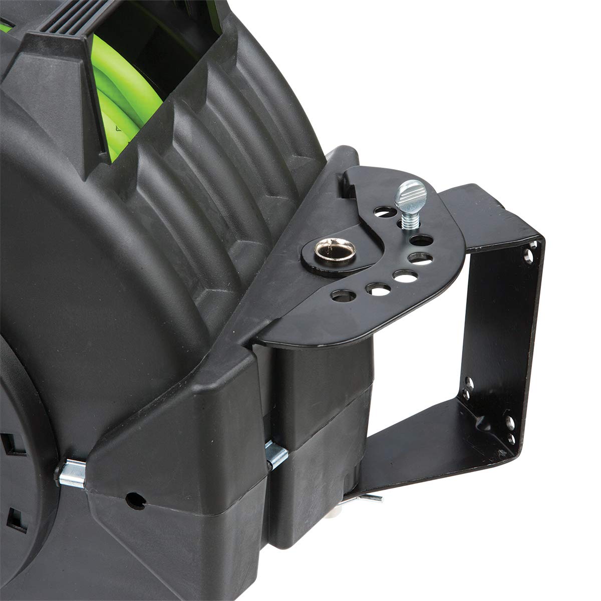Flexzilla Pro Levelwind - Carrete de manguera de aire retráctil, 3/8 pulgadas. x 50 pies, resistente, ligero, híbrido, ZillaGreen - L8305FZ