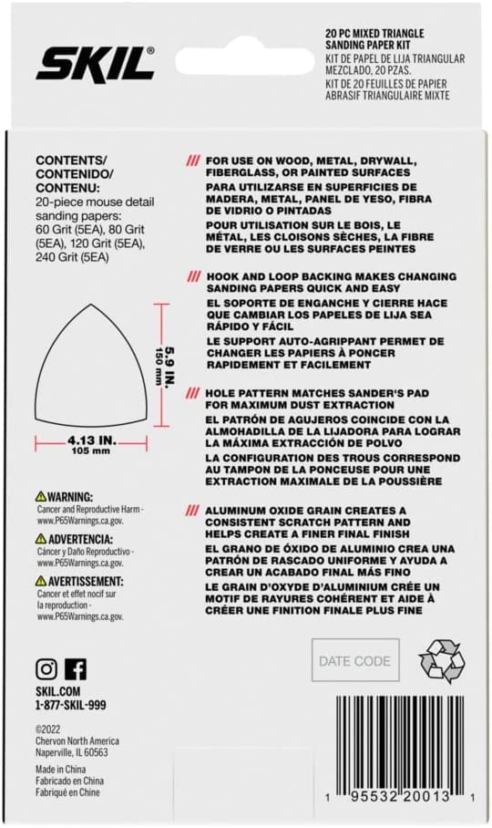 Skil - Kit De Papel De Lija Mixto Con Detalles De Ratón De Granos 60/80/120/240 Para Lijadoras Sr232301/Sr250801/Sr6607B-10 - Cda9004