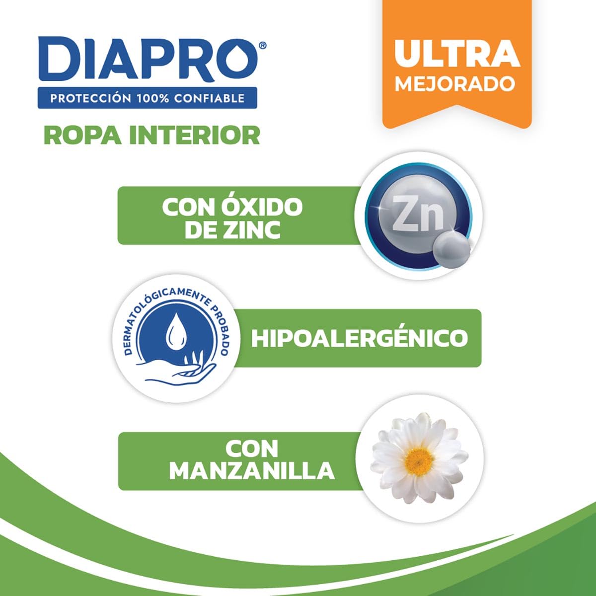 Diapro Pants Calzones Desechables para Incontinencia, Talla Mediana, Unisex, Caja con 80 Piezas (8 paquetes de 10 piezas c/u), Corte discreto