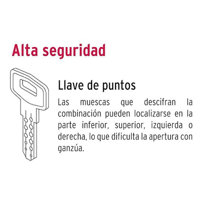 Hermex CERO-12, Cerrojo llave-llave, cilindro de latón, latón brillante