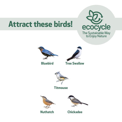 EcoCycle Bluebird Bungalow - Casa de pájaros de plástico Reciclado con Protector depredador y Puerta de Limpieza, casa de pájaros Salvajes y decoración al Aire última intervensión, Azul