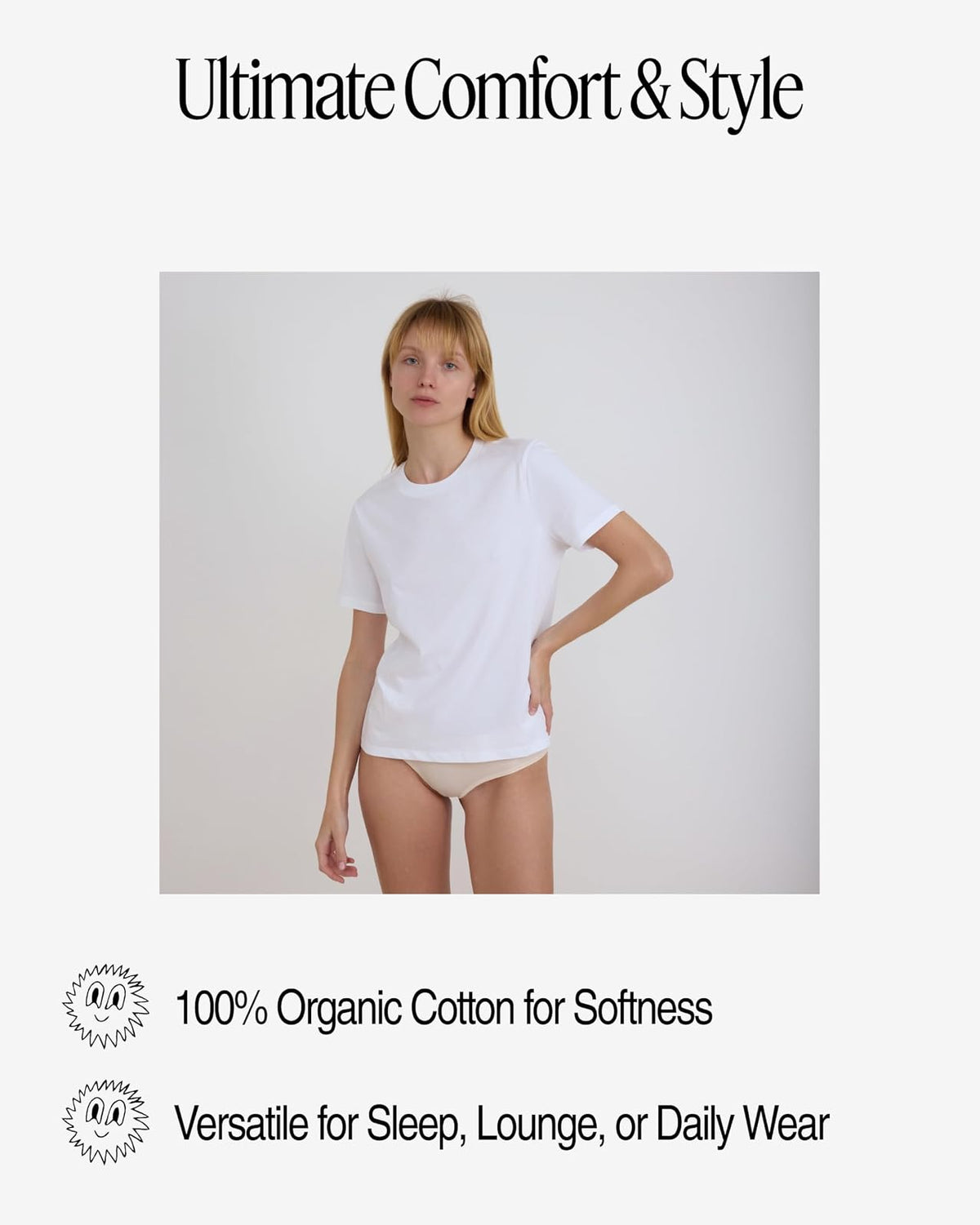 Organic Basics True Regular - Playera de Manga Corta con Cuello Redondo para Mujer
