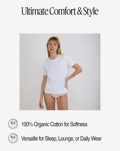 Organic Basics True Regular - Playera de Manga Corta con Cuello Redondo para Mujer