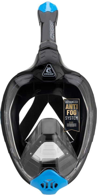 Cressi Adult Snorkeling Full Face Mask - Wide Clear View, Anti-Fog System - Easy Breathing: Safety First - Bali: Designed in Italy