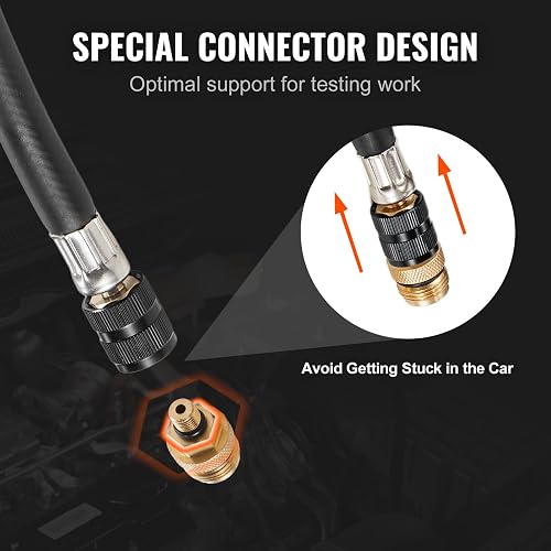 VEVOR Kit adaptador de probador de compresión, 9 piezas de prueba de compresión de fugas de cilindro de motor automotriz, medidor de presión preciso de doble escala 0-300 psi, con mangueras de largo