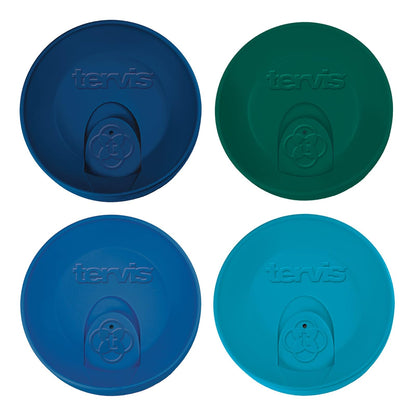 Tervis Tapa de Viaje para Vaso de 16 oz, Paquete de 4 - Surtido Azul Marino Turquesa - Fits 16 oz Tumblers - Se adapta a vasos de 16 onzas, paquete de 4