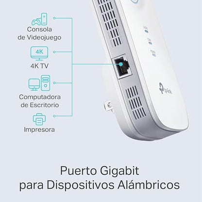 TP-Link RE450 Repetidor WiFi5 AC1750 Extensor Inalámbrico - Doble Banda hasta 1.7Gbps - 1 Puerto Ethernet Gigabit - Cobertura Ampliada con 3 Antenas - App Tether - Configura en Minutos