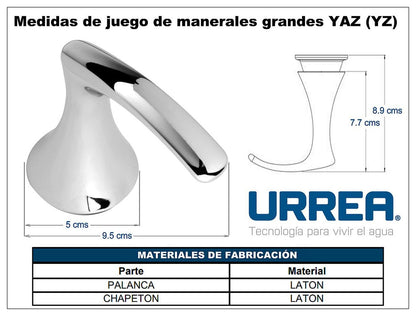 URREA YZ Juego de Manerales Grandes YAZ con Chapetón, Manerales Moderno para Regadera, Acabado Cromo