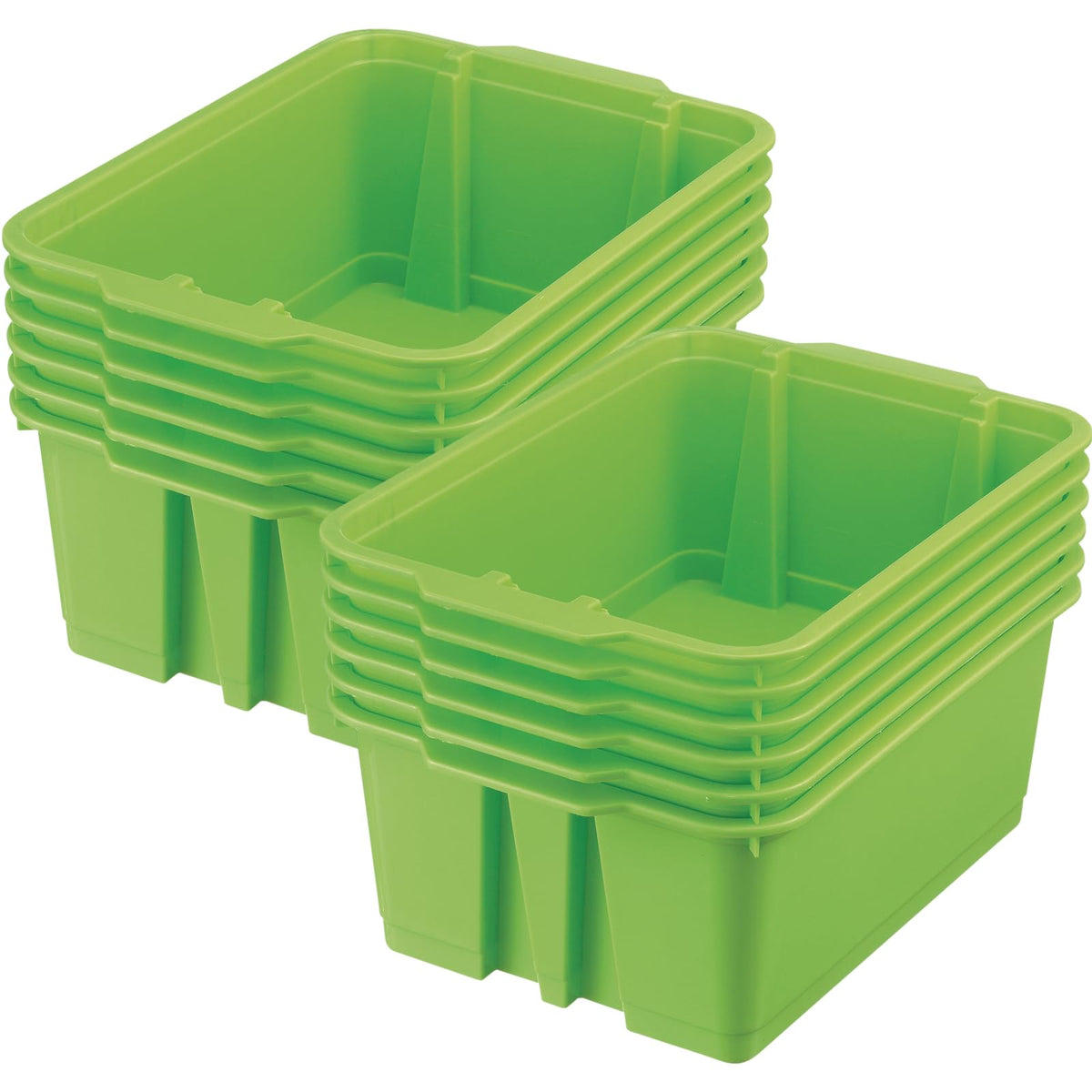 Really Good Stuff -160074GRN Contenedores apilables de plástico para libros y organizadores para el aula o el hogar, cestas de plástico resistentes y de colores (juego de 12)