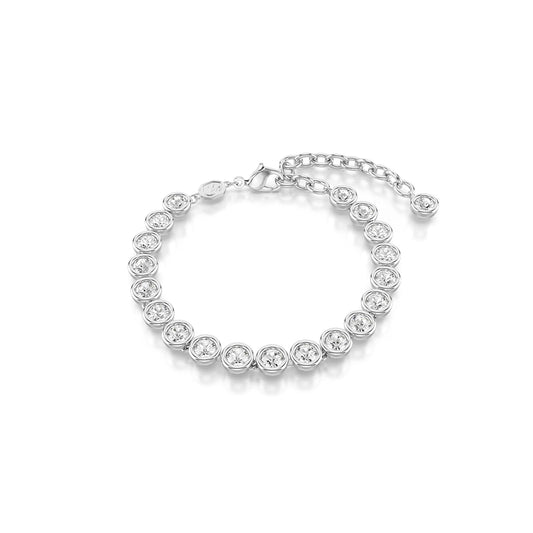 Collar Swarovski Imber, corte redondo, diseño disperso, blanco, chapado en oro