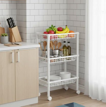 Italhome Estante De 3 Niveles con Ruedas, Organizador Multiusos Carrito De Cocina Blitz