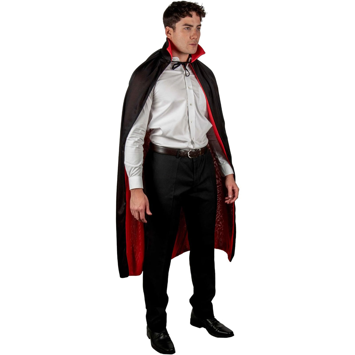 REV Capa Vampiro Bicolor de Poliéster – Capa Clásica Negra con Forro Rojo para Disfraz Gótico – Accesorio de Halloween, Carnaval, Cosplay o Fiesta Temática