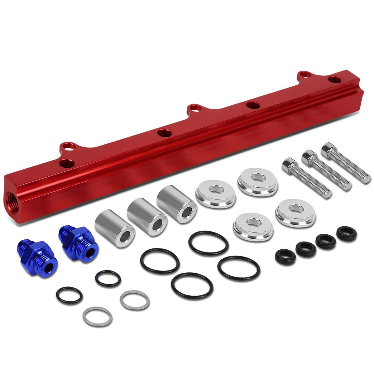DNA Motoring Kit de Riel de Inyector de Combustible de Alto Flujo para Honda Civic Si/Prelude/CRV 88-01, Rojo, FRK-B16-RD