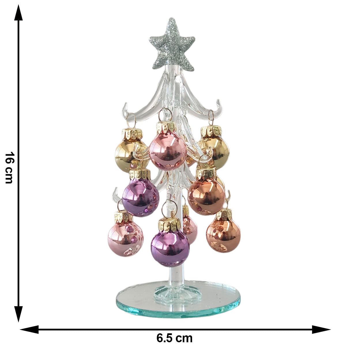 Running Decora | Árbol Navideño De Vidrio Transparente | Esferas Tono Pastel Metálicas | Adornos Navideños | 15 cm
