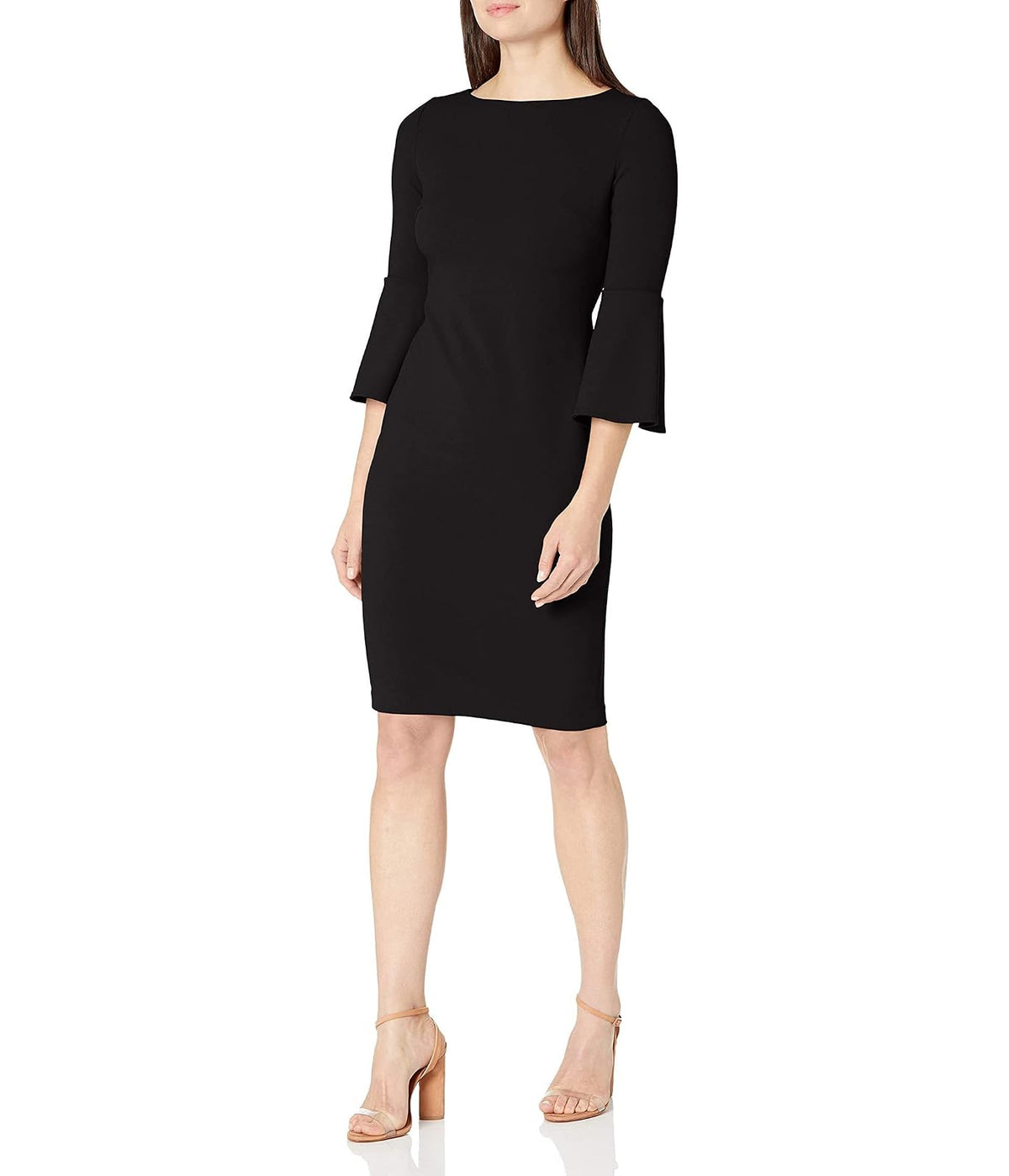 Calvin Klein Vestido de Manga 3/4 Peplum Vestido para Mujer