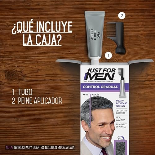 Just For Men Tinte Control Gradual, Gel para Hombre, Negro T55, Cobertura Natural, 40g