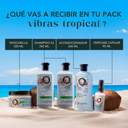 Herbal Essences Kit Exclusivo VIBRAS TROPICAL Rutina Completa Agua de Coco