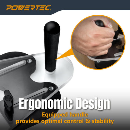 POWERTEC Placa base universal de enrutador compensado con guía reversible de enrutamiento de bordes, agujeros preperforados marcados para cable Porter, Bosch, Milwaukee, Ryobi, Makita, Dewalt,