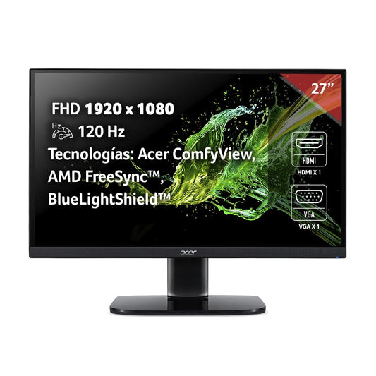 acer Monitor KC2 27" FHD 1920 x 1080 | Frecuencia de actualización 120Hz | Panel VA | Tiempo de Respuesta 1ms | Tecnología BlueLightShield | Tecnología AMD FreeSync