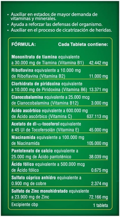 Stresstabs 600 Multivitaminico con Zinc y Vitamina C, Frasco con 30 tabletas