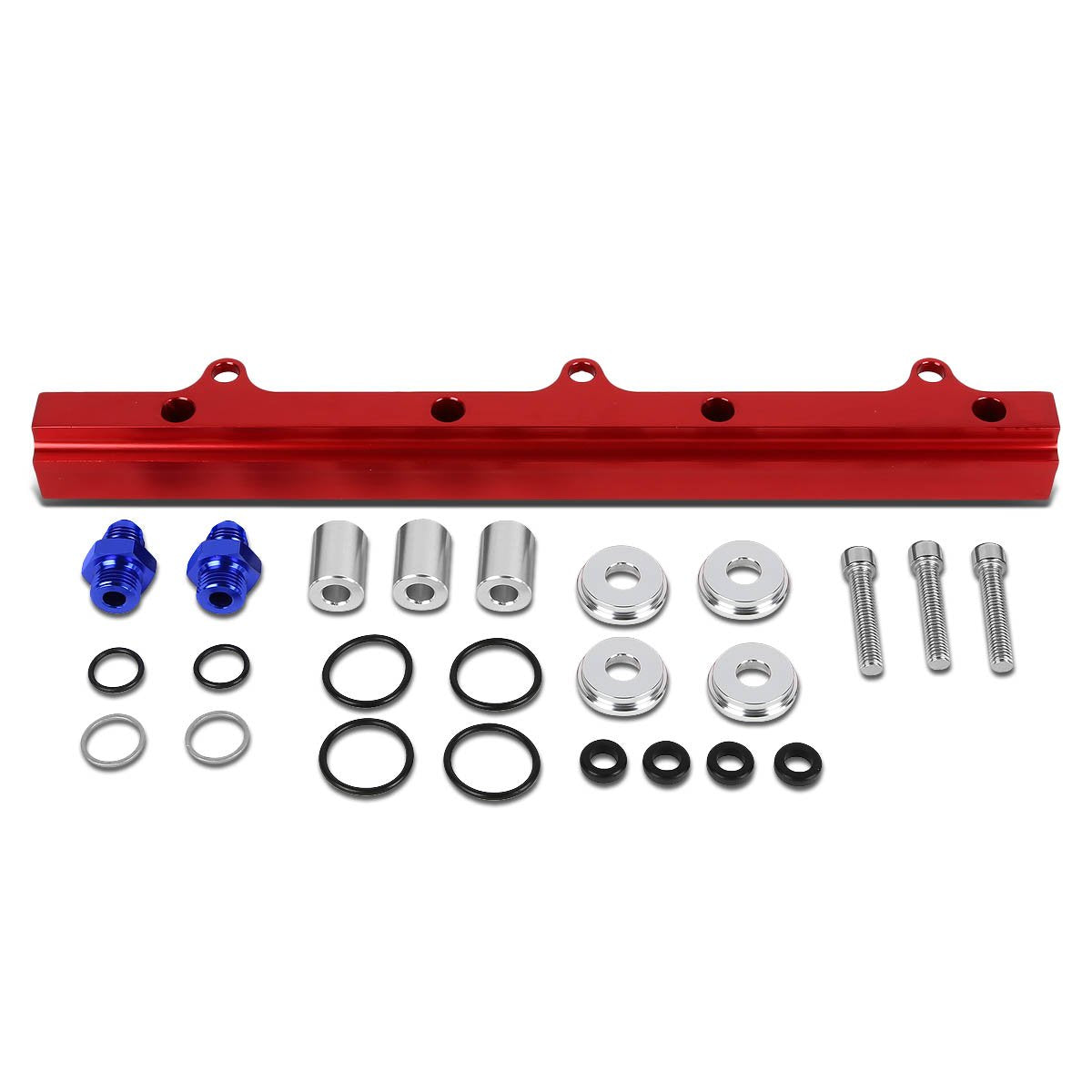 DNA Motoring Kit de Riel de Inyector de Combustible de Alto Flujo para Honda Civic Si/Prelude/CRV 88-01, Rojo, FRK-B16-RD