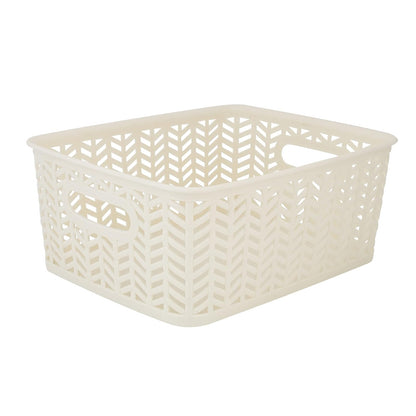 Simplify 25173-IVORY-3PK Cesta de almacenamiento de espiga, pequeña, marfil, 3 unidades