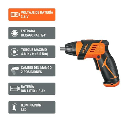 Truper DESI-36X, Destornillador inalámbrico 2 posiciones, 3.6 V