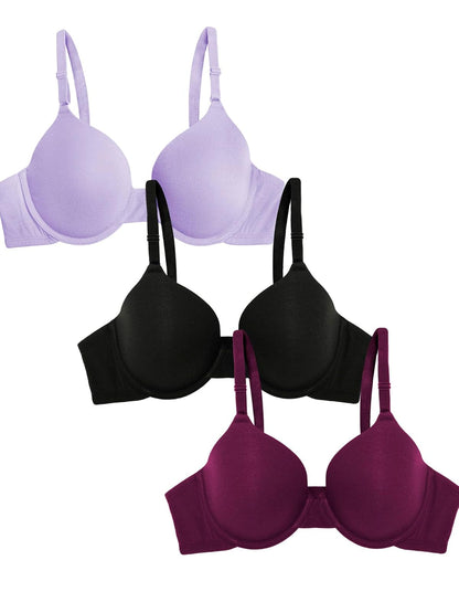 Fruit of the Loom Brasier de Algodón con Varilla para Mujer - Lilac Whisper - Purple Velvet - Black - 40C