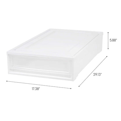 IRIS USA Paquete de 2 Contenedores Bajo Cama de 27 Qt, Blanco | Guarda ropa de temporada, zapatos, cobijas, sábanas y artículos del hogar debajo de la cama