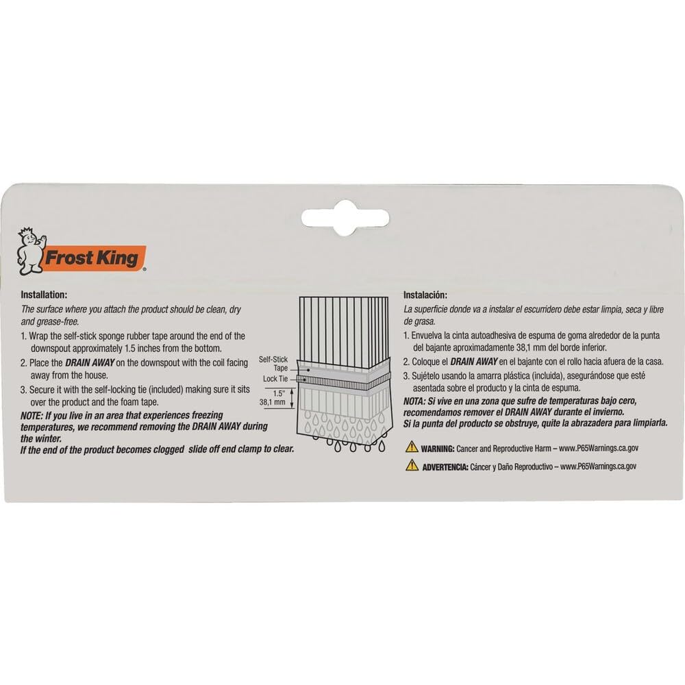 THERMWELL Frost King De46Wh Extensor De Bajante Automático De Drenaje De Plástico, Se Extiende 4 Pies